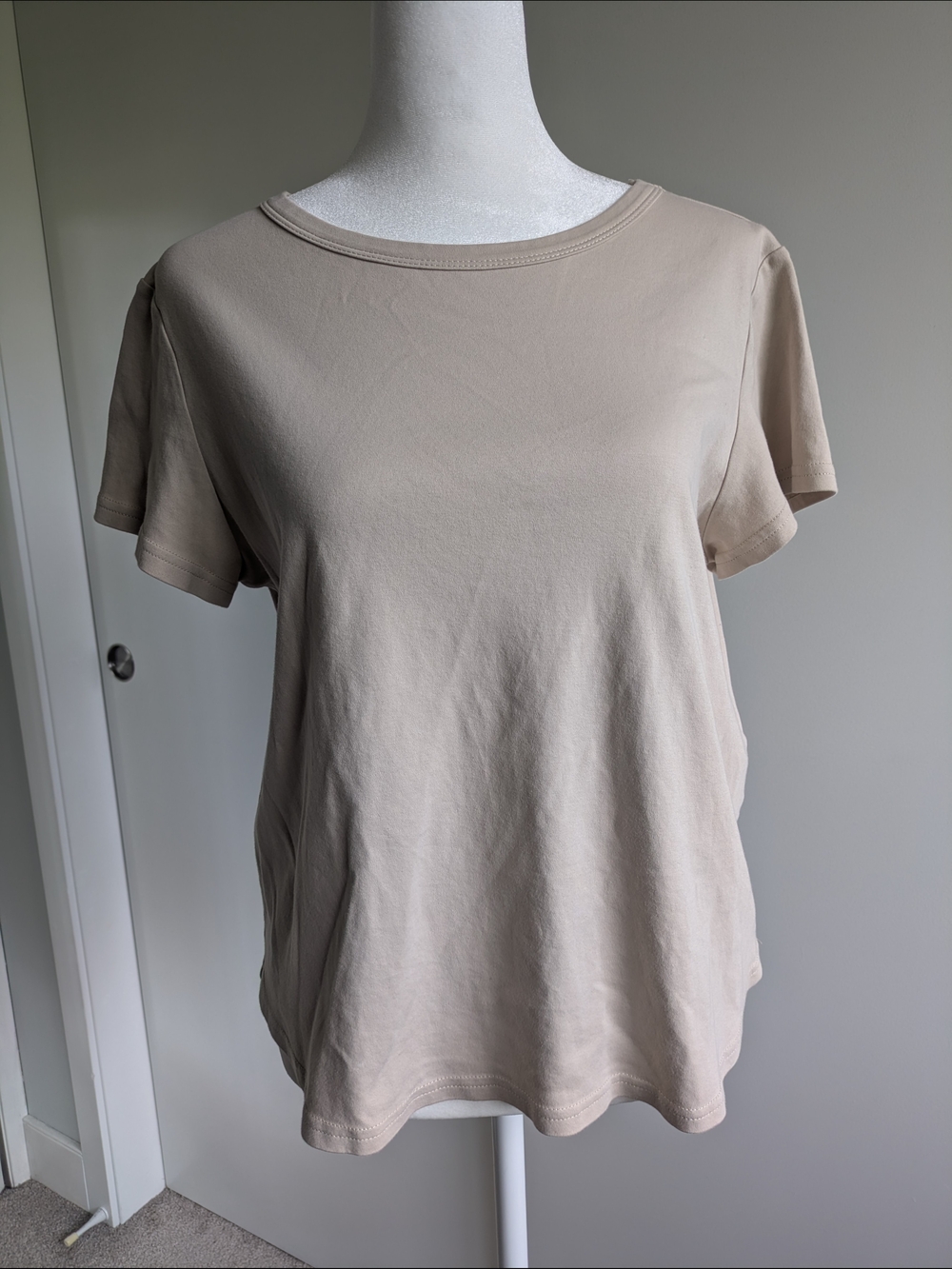 Beige Crewneck Short Sleeve Top - Fits M-L